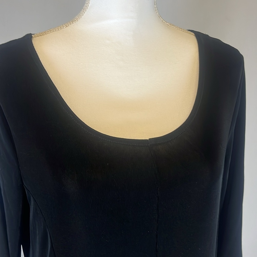 Kiara Wrinkle Resistant Black Knit Travel Midi Dress L - Picture 3 of 6